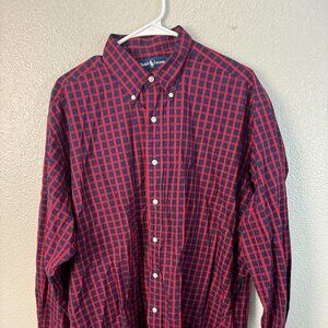 Ralph Lauren Red Blue Check Blake Button Down Men's Large